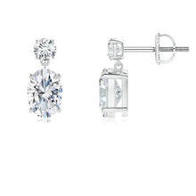 Prong-Set Oval and Round Lab-Grown Diamond Drop Earrings