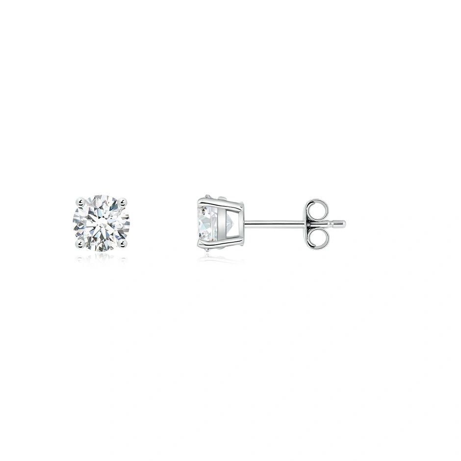 Lab-Grown Basket-Set Solitaire Diamond Stud Earrings