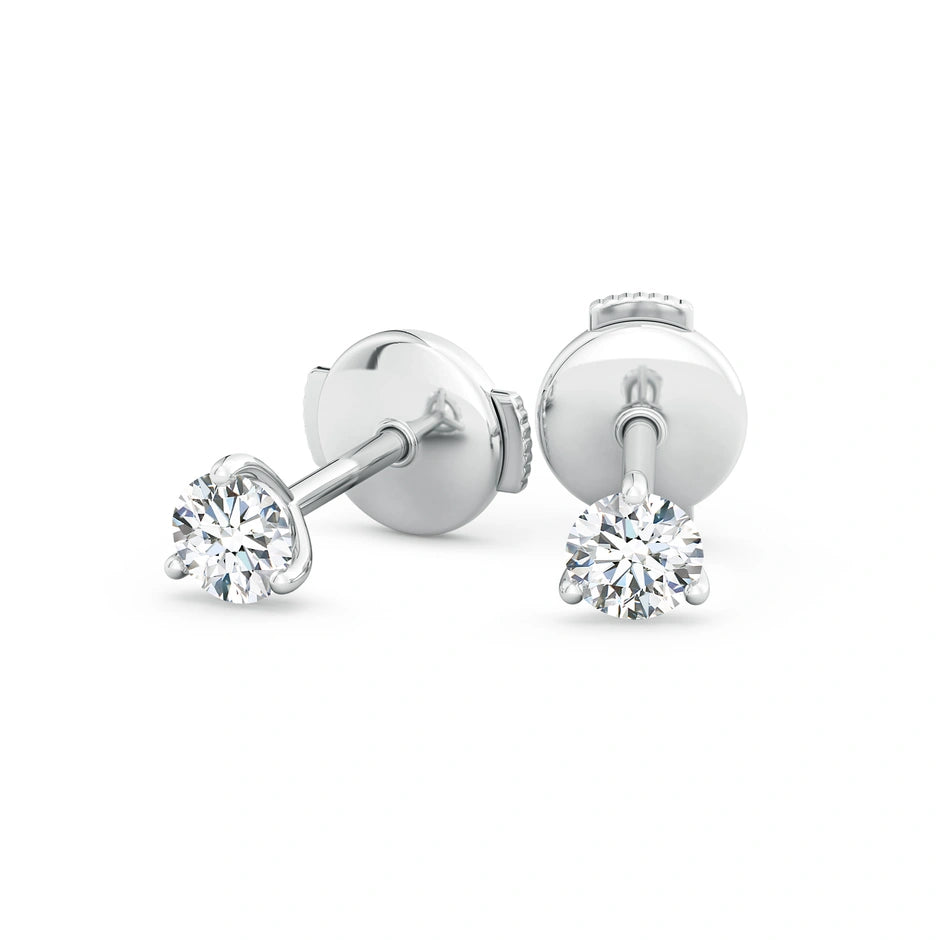 Lab-Grown Prong-Set Round Diamond Martini Stud Earrings