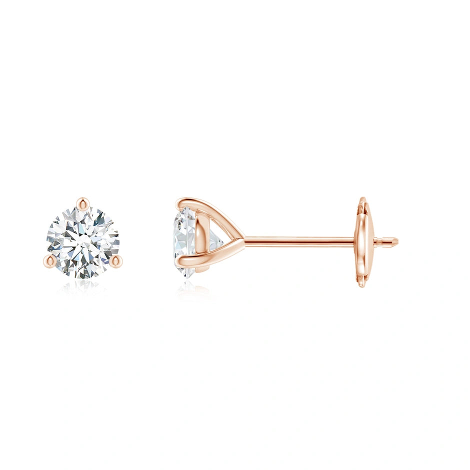 Lab-Grown Prong-Set Round Diamond Martini Stud Earrings