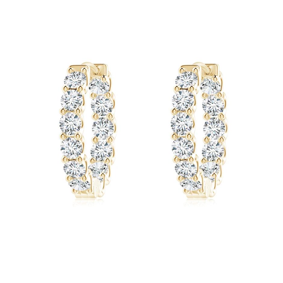 Lab-Grown Prong-Set Round Diamond Inside Out Hinged Clip Hoop Earrings