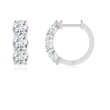 Round Lab-Grown Diamond Three Stone Hoop Earrings