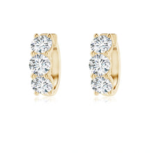 Round Lab-Grown Diamond Three Stone Hoop Earrings