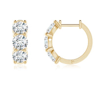 Round Lab-Grown Diamond Three Stone Hoop Earrings