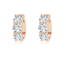 Round Lab-Grown Diamond Three Stone Hoop Earrings