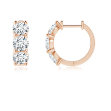 Round Lab-Grown Diamond Three Stone Hoop Earrings