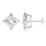 Load image into Gallery viewer, V-Prong Set Princess-Cut Lab-Grown Diamond Stud Earrings
