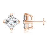 Load image into Gallery viewer, V-Prong Set Princess-Cut Lab-Grown Diamond Stud Earrings
