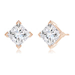 Load image into Gallery viewer, V-Prong Set Princess-Cut Lab-Grown Diamond Stud Earrings
