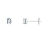 Load image into Gallery viewer, Lab-Grown Prong-Set Emerald-Cut Diamond Solitaire Stud Earrings
