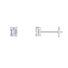Lab-Grown Prong-Set Emerald-Cut Diamond Solitaire Stud Earrings