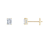 Load image into Gallery viewer, Lab-Grown Prong-Set Emerald-Cut Diamond Solitaire Stud Earrings
