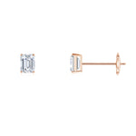 Load image into Gallery viewer, Lab-Grown Prong-Set Emerald-Cut Diamond Solitaire Stud Earrings
