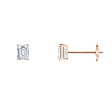 Lab-Grown Prong-Set Emerald-Cut Diamond Solitaire Stud Earrings