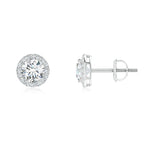 Load image into Gallery viewer, Lab-Grown Vintage-Inspired Round Diamond Halo Stud Earrings
