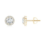 Load image into Gallery viewer, Lab-Grown Vintage-Inspired Round Diamond Halo Stud Earrings
