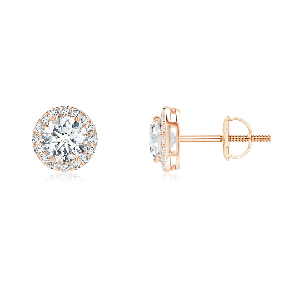 Lab-Grown Vintage-Inspired Round Diamond Halo Stud Earrings