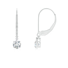 Prong-Set Round Lab-Grown Diamond Leverback Dangle Earrings