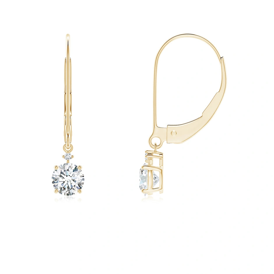 Prong-Set Round Lab-Grown Diamond Leverback Dangle Earrings