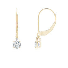 Prong-Set Round Lab-Grown Diamond Leverback Dangle Earrings