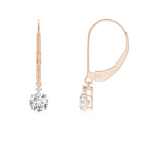 Prong-Set Round Lab-Grown Diamond Leverback Dangle Earrings