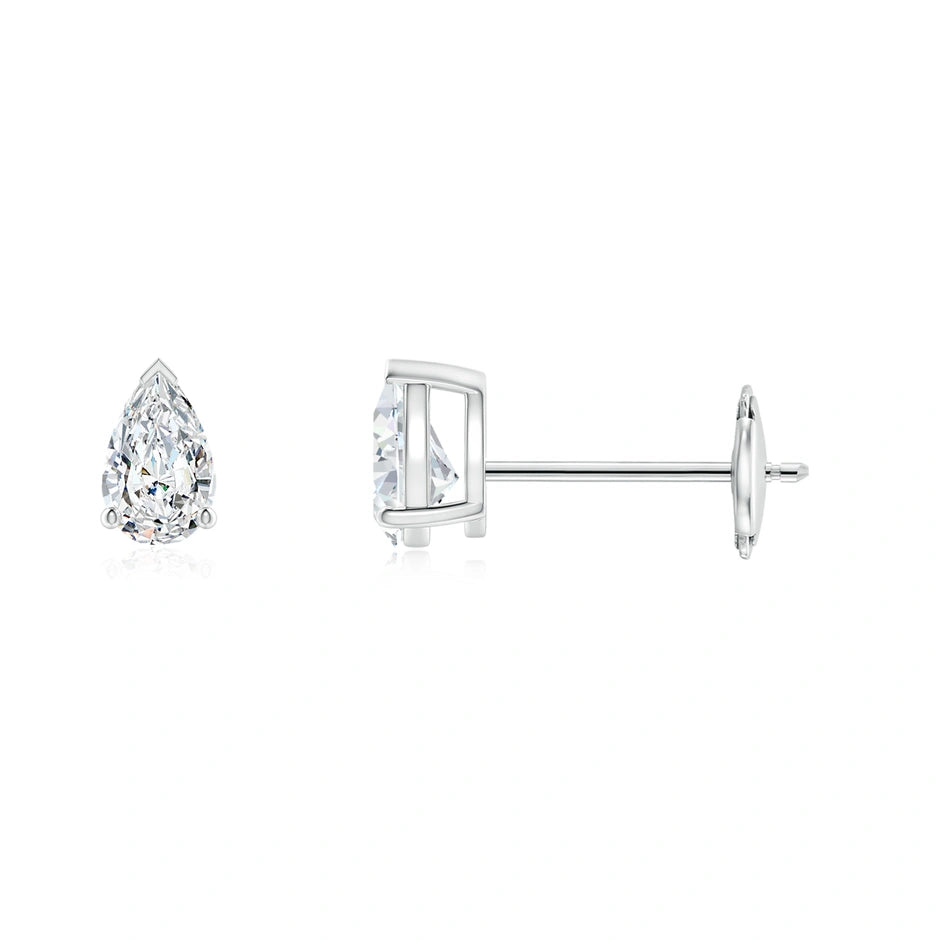 Lab-Grown Pear-Shaped Diamond Solitaire Stud Earrings