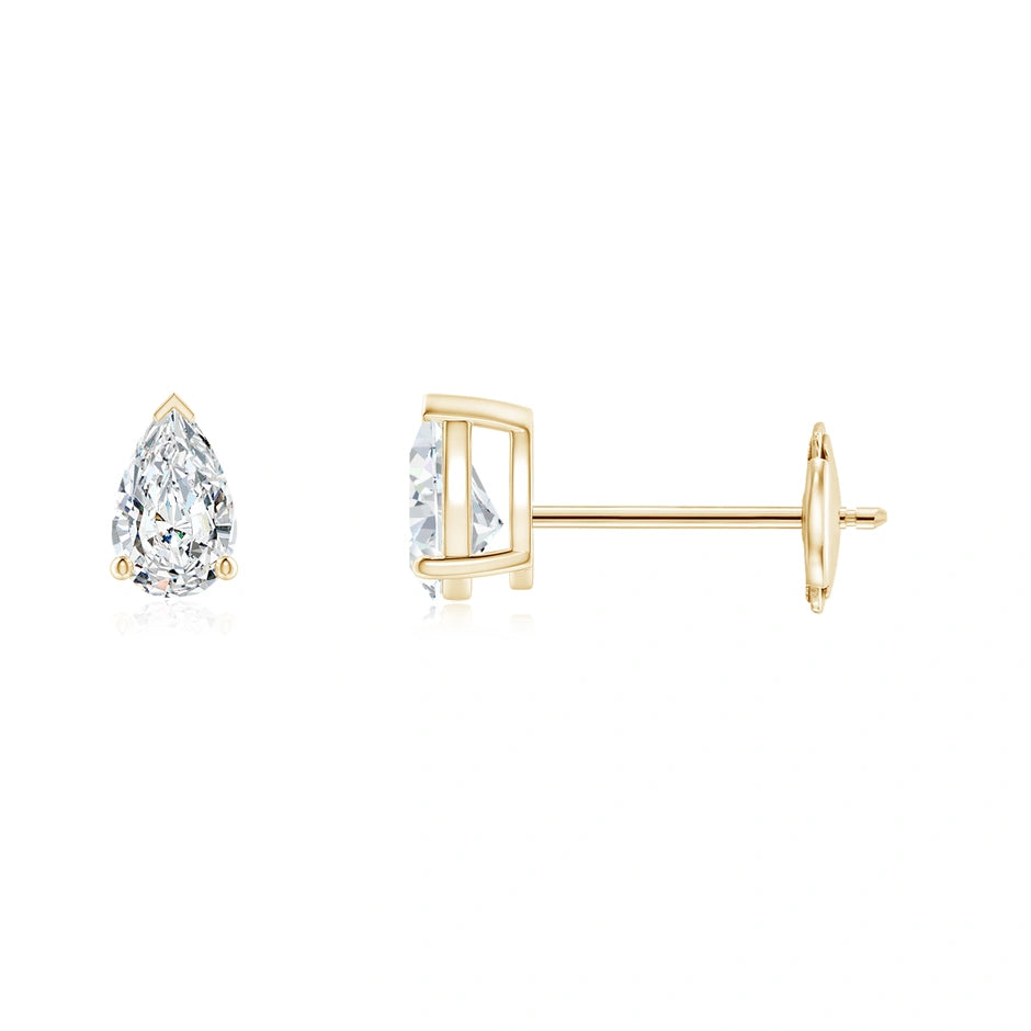 Lab-Grown Pear-Shaped Diamond Solitaire Stud Earrings