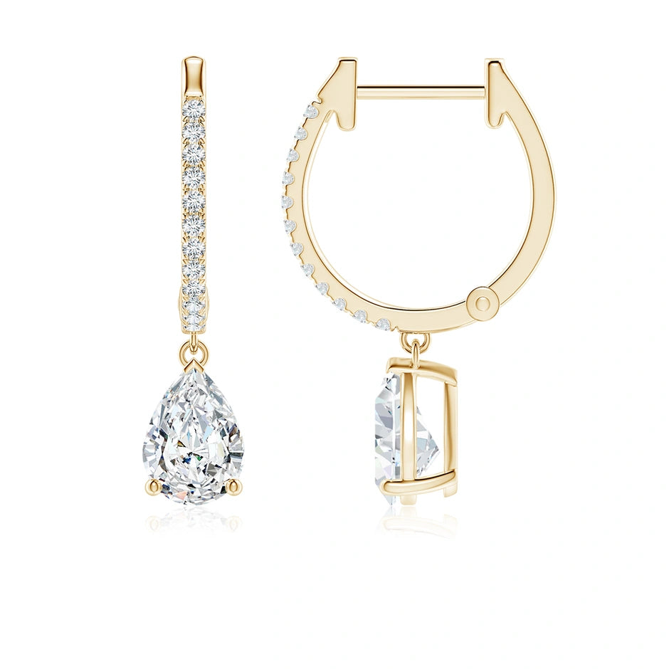 Pear Lab-Grown Diamond Hoop Drop Earrings with Accents
