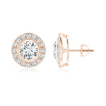 Load image into Gallery viewer, Lab-Grown Solitaire Bezel-Set Round Diamond Halo Stud Earrings
