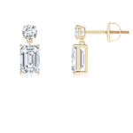 Load image into Gallery viewer, Lab-Grown Emerald-Cut Diamond Drop Earrings
