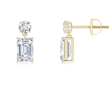 Lab-Grown Emerald-Cut Diamond Drop Earrings
