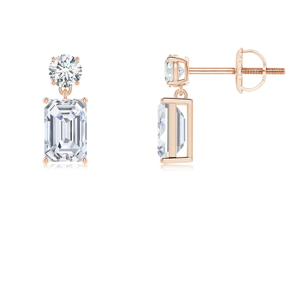 Lab-Grown Emerald-Cut Diamond Drop Earrings
