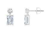 Load image into Gallery viewer, Lab-Grown Emerald-Cut Diamond Drop Earrings
