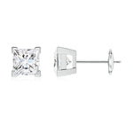 Load image into Gallery viewer, V-Prong Set Princess-Cut Lab-Grown Diamond Solitaire Stud Earrings
