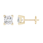 Load image into Gallery viewer, V-Prong Set Princess-Cut Lab-Grown Diamond Solitaire Stud Earrings
