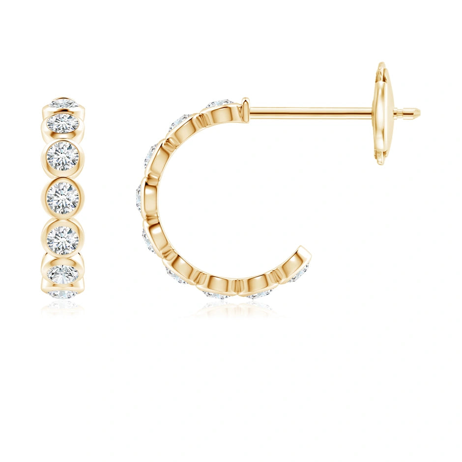 Lab-Grown Bezel-Set Diamond Huggie Hoop Earrings
