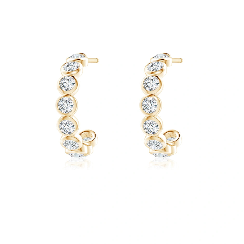 Lab-Grown Bezel-Set Diamond Huggie Hoop Earrings