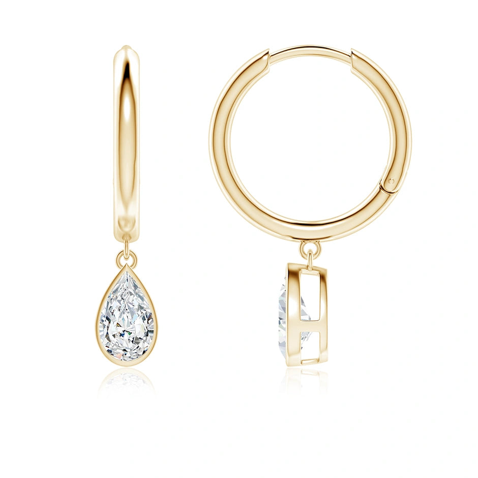 Pear-Shaped Lab-Grown Diamond Hoop Drop Earrings