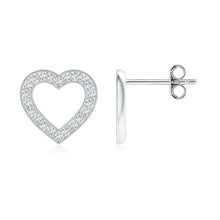 Lab-Grown Pavé-Set Diamond Open Heart Studs