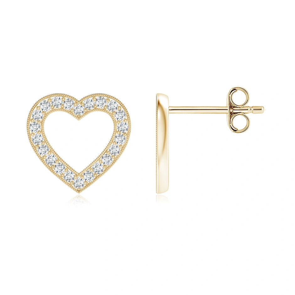 Lab-Grown Pavé-Set Diamond Open Heart Studs