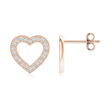 Lab-Grown Pavé-Set Diamond Open Heart Studs