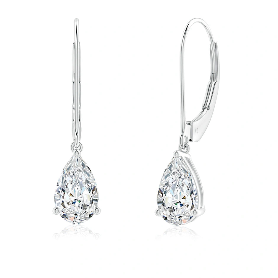 Lab-Grown Solitaire Pear-Shaped Diamond Leverback Earrings