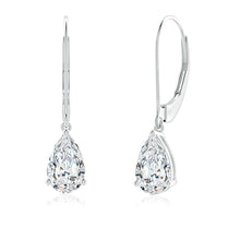 Lab-Grown Solitaire Pear-Shaped Diamond Leverback Earrings