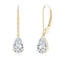 Lab-Grown Solitaire Pear-Shaped Diamond Leverback Earrings