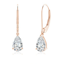 Lab-Grown Solitaire Pear-Shaped Diamond Leverback Earrings