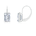 Load image into Gallery viewer, Emerald-Cut Lab-Grown Diamond Solitaire Leverback Earrings
