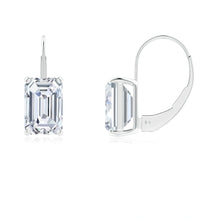 Emerald-Cut Lab-Grown Diamond Solitaire Leverback Earrings