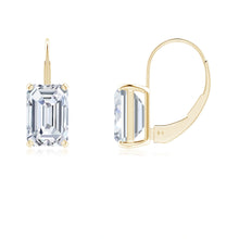 Emerald-Cut Lab-Grown Diamond Solitaire Leverback Earrings