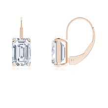 Emerald-Cut Lab-Grown Diamond Solitaire Leverback Earrings