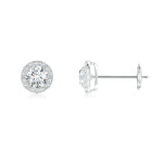 Load image into Gallery viewer, Lab-Grown Prong-Set Diamond Halo Stud Earrings
